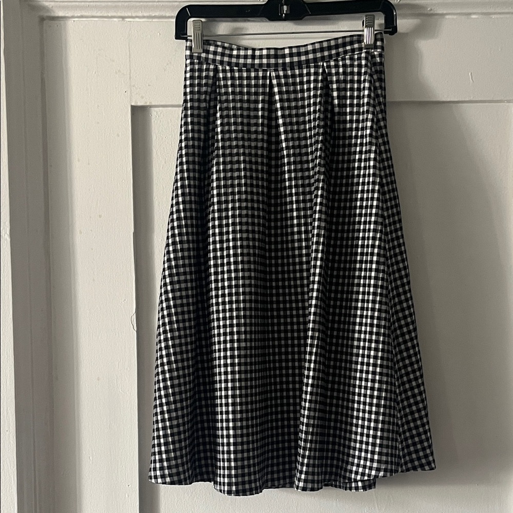 Topshop Black and White Gingham A-Line Skirt